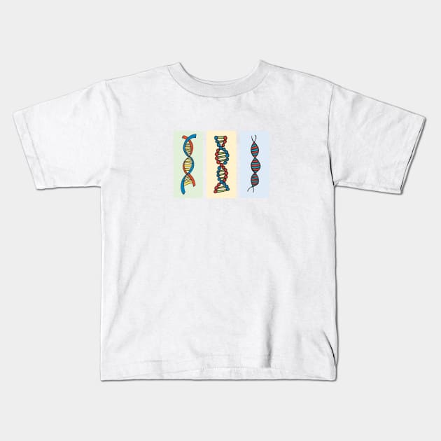 DNA Double Helix - Triple - Genetics Kids T-Shirt by MoPaws